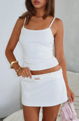 Blush Moment Mini Skirt White