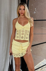 Don't Ask Me That Crochet Mini Skirt Lemon