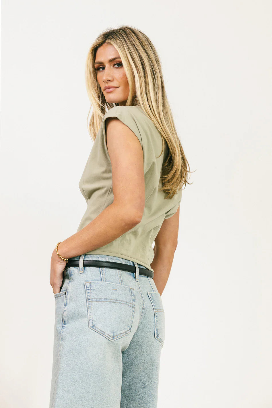 Tam Pleated Top in Sage
