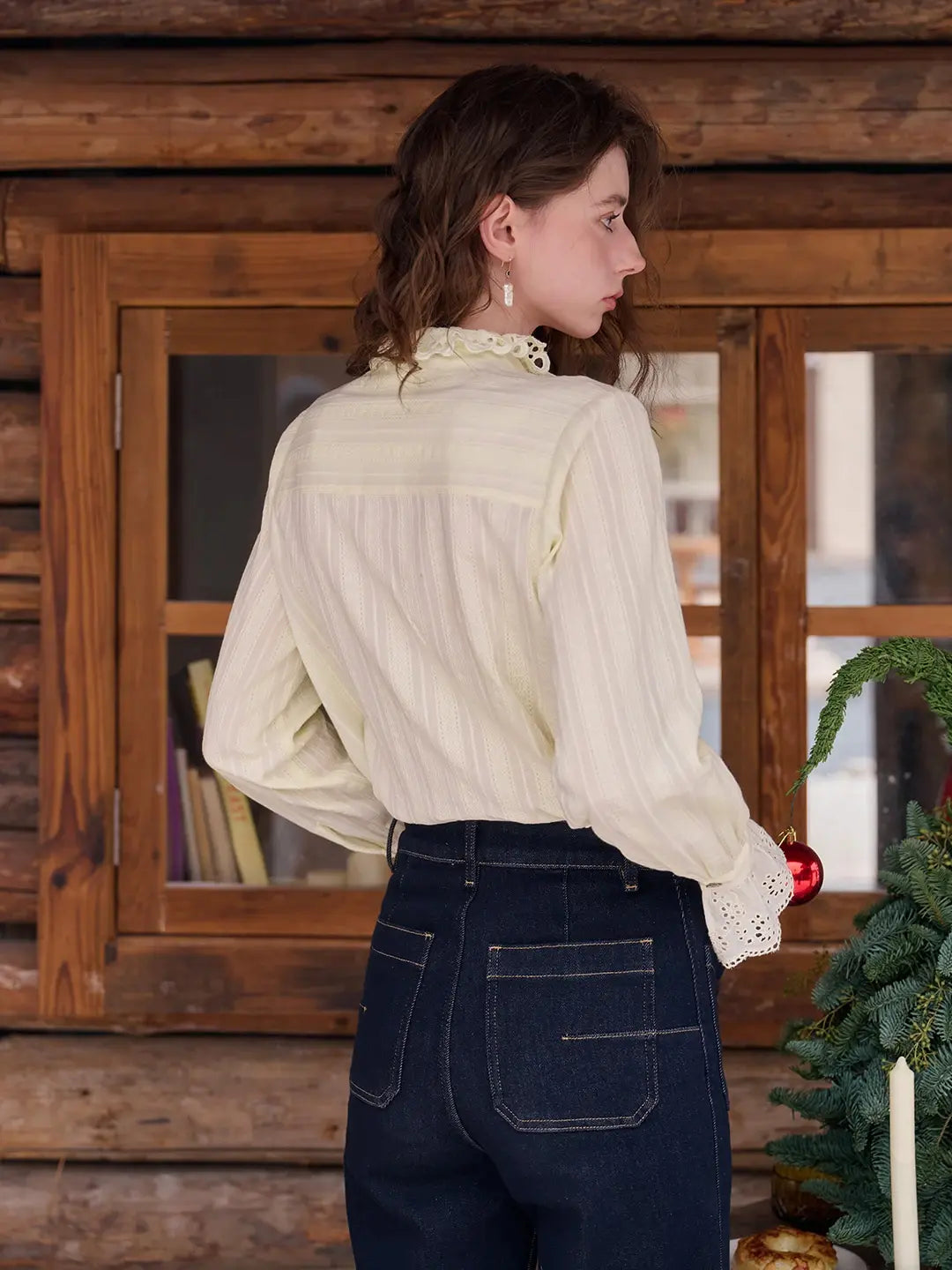 Kaiya Ruffle Collar 100% Cotton Blouse