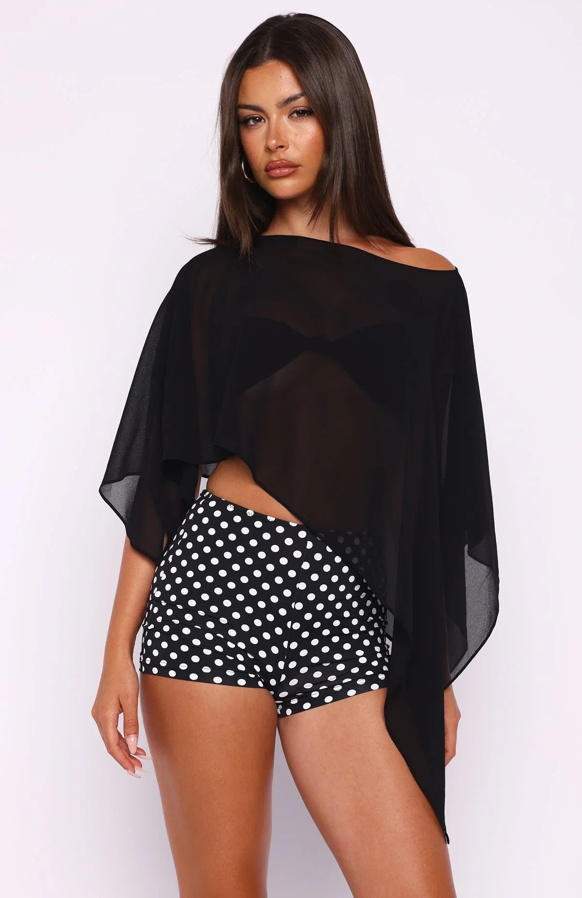 Feeling The Vibe Poncho Top Black