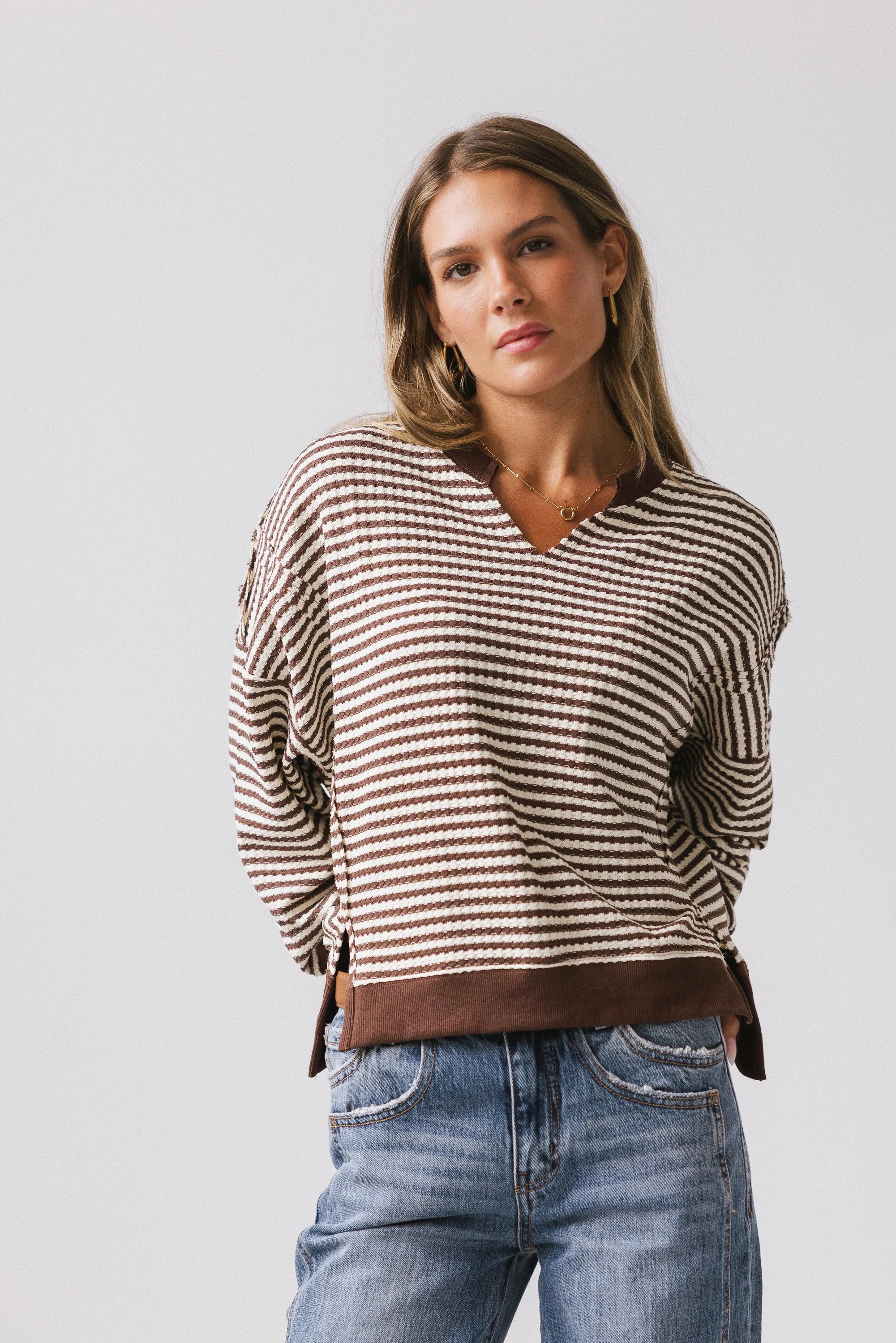 Wells Striped Top in Brown