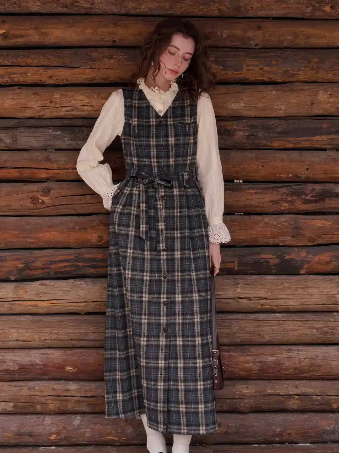 Azaria V-Neck Plaid Dress