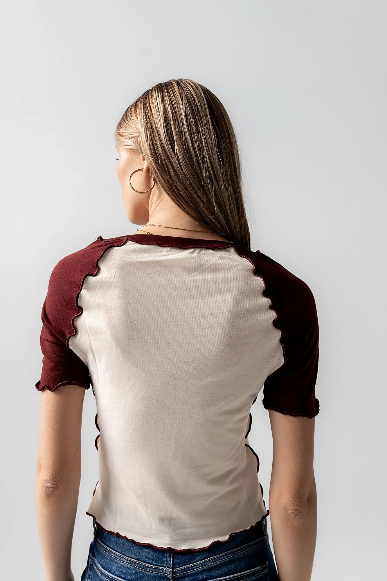 Serra Contrast Top in Burgundy