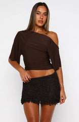 Cha Cha Knit Mini Skirt Chocolate