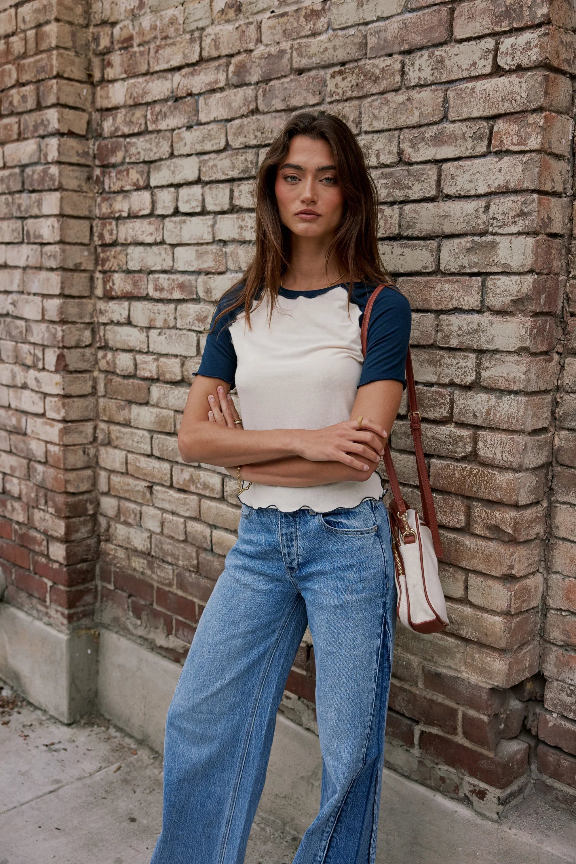 Serra Contrast Top in Navy