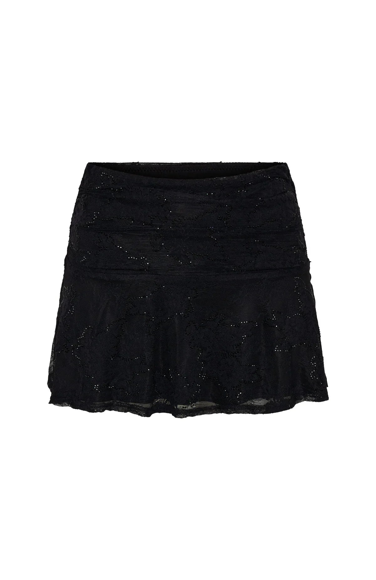Be Our Guest Embellished Lace Mini Skirt Black