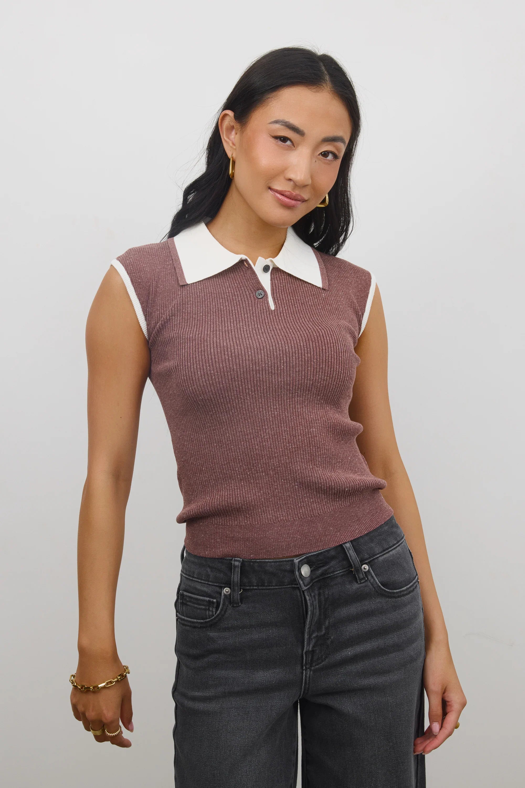 Becca Ribbed Top in Plum