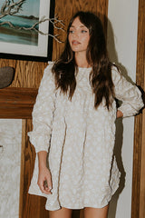 Liam Floral Mini Dress in Oatmeal